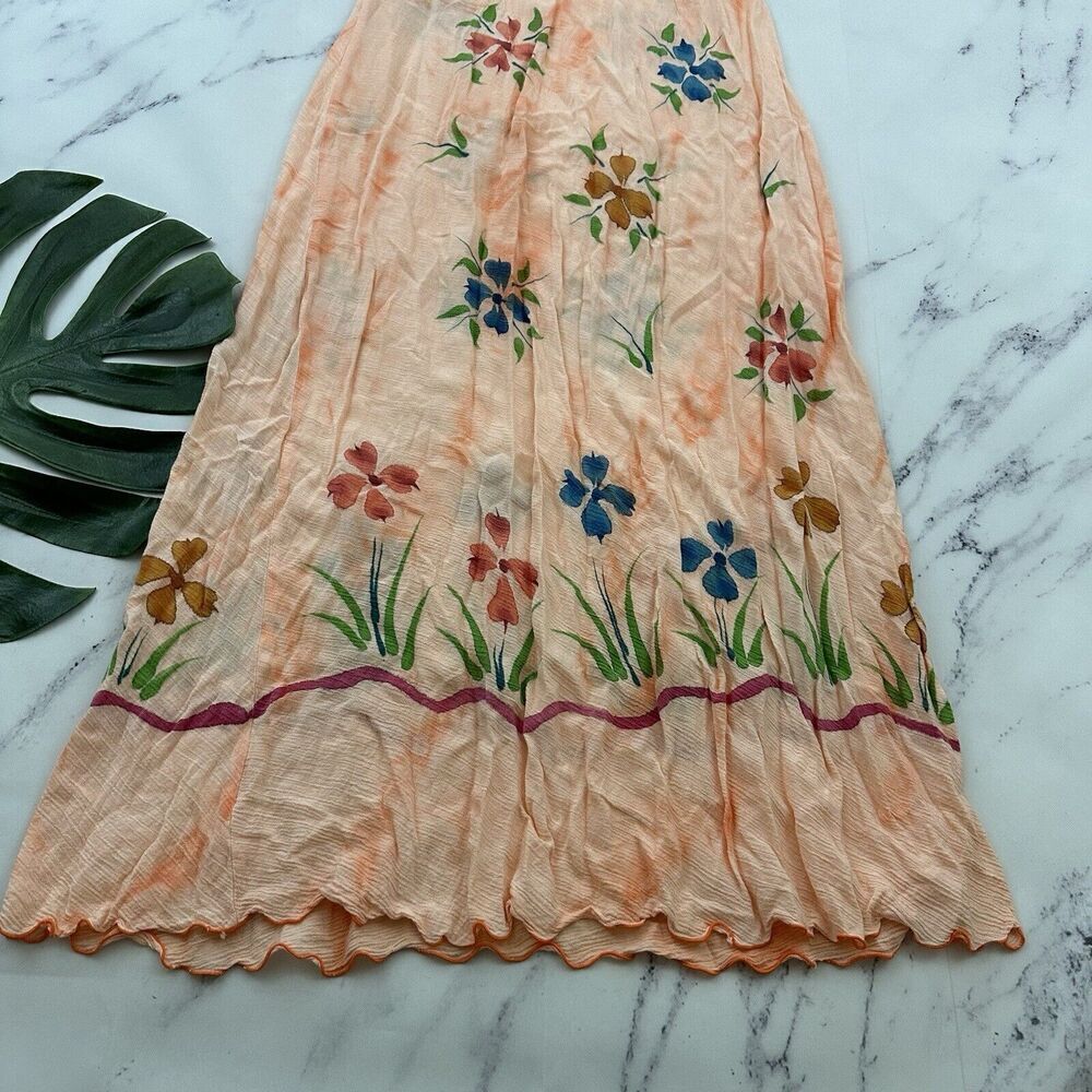 AT Moda Estate Womens Vintage 90s Slip Maxi Dress Size M Peach Orange Floral - Picture 10 of 10